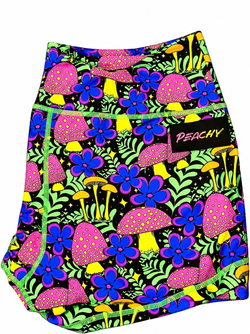Women's Neon Mushroom Print Active Shorts